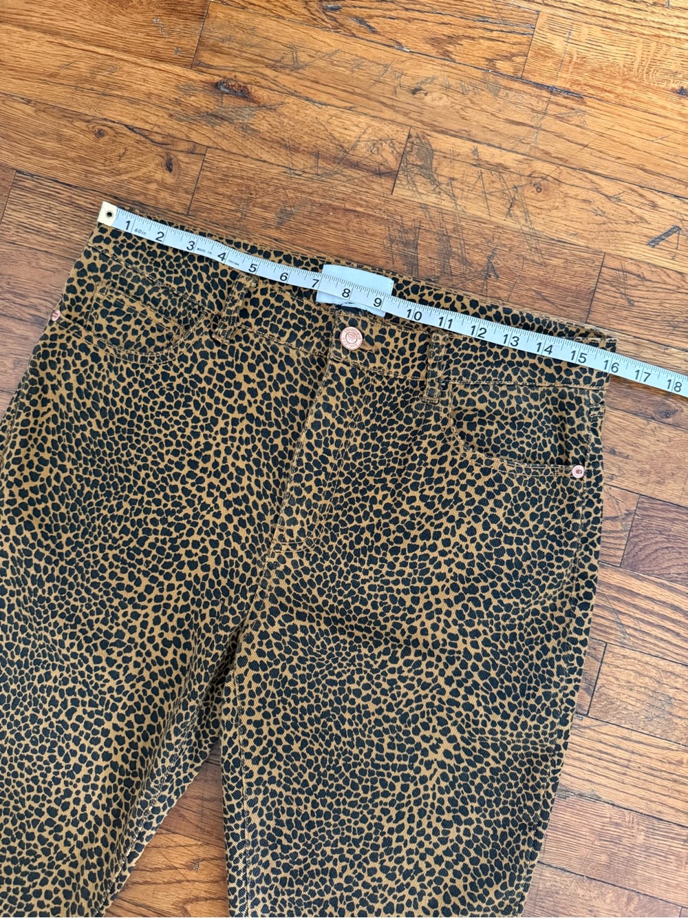 Current/Elliott High Waist Stiletto Leopard Print Crop Skinny Jeans Raw Hem - 10 - Picture 8 of 16